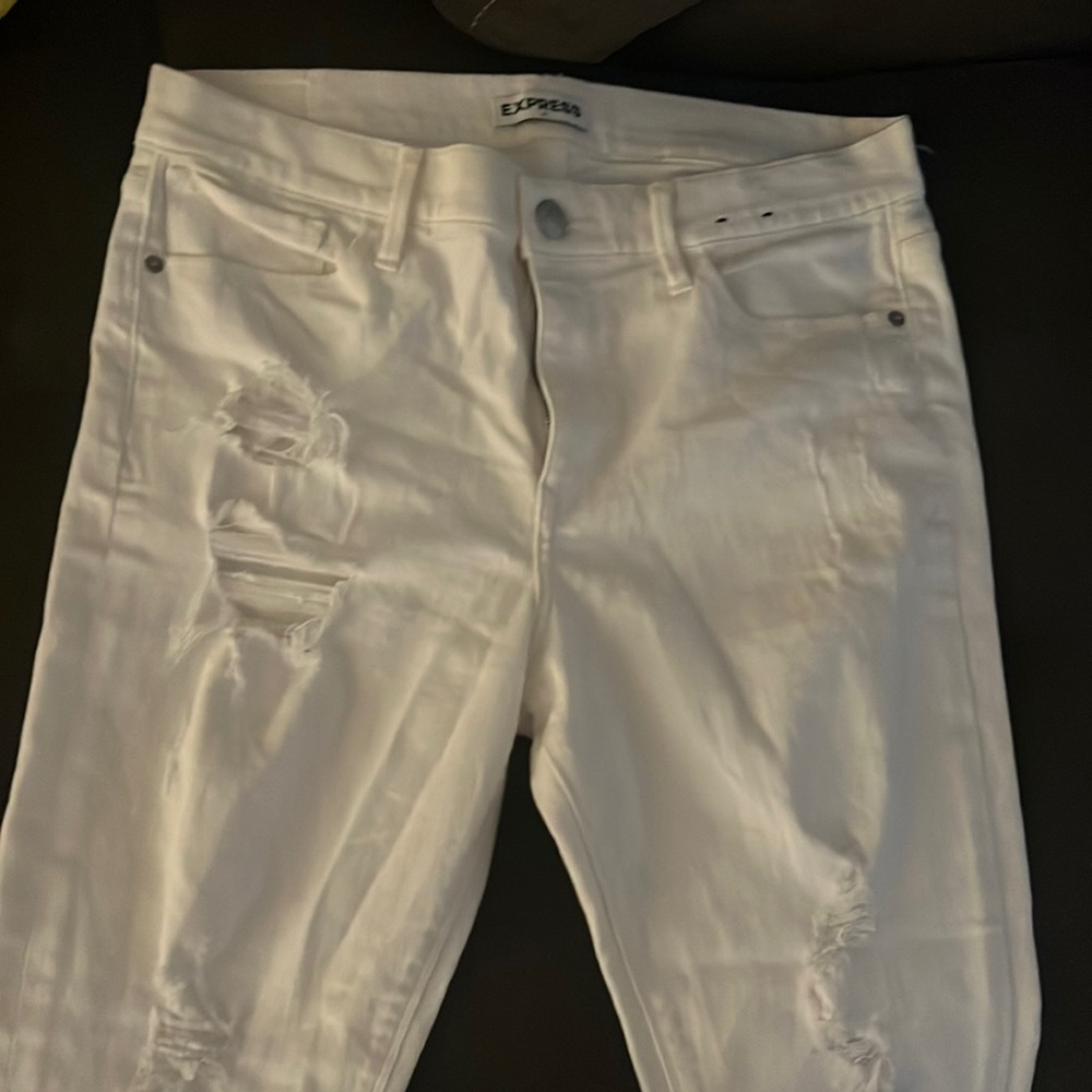 White distressed Express jeans